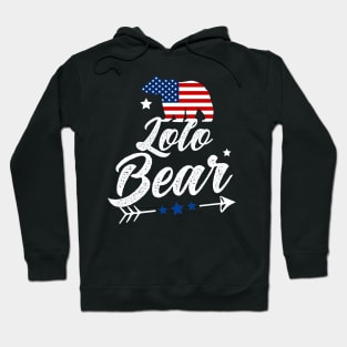 Lolo Bear Patriotic Flag Matching 4th Of July Hoodie